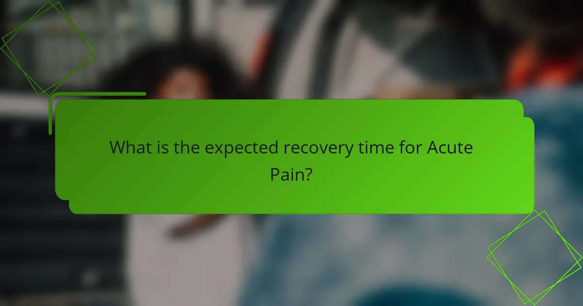 What is the expected recovery time for Acute Pain?